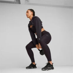 PUMA Womens PUMA FIT Move Crop Training Hoodie Hooded Top - Black -Fitness Equipment Store k060d22993c9ca2cf7fc08b7022a63d49