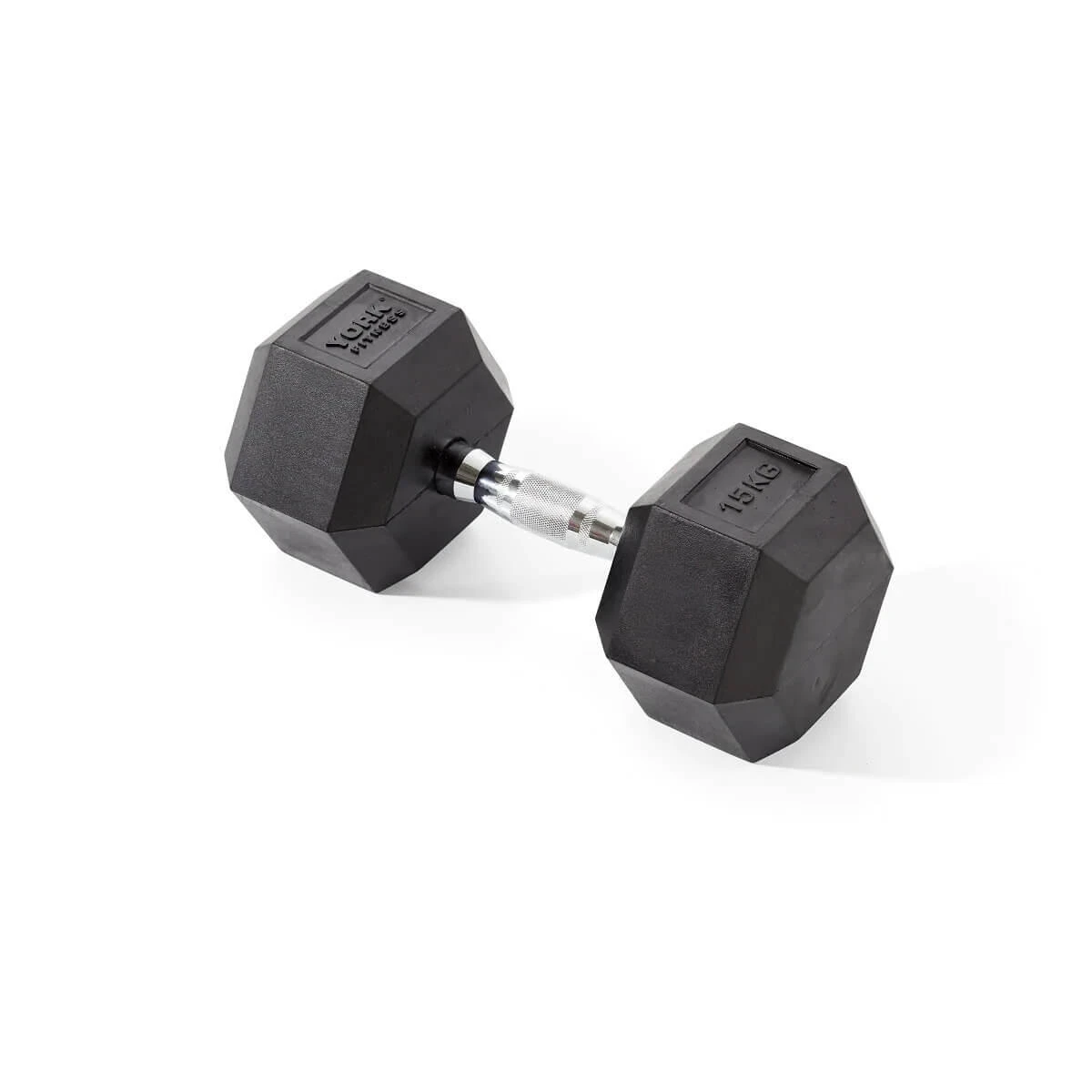 York Fitness Rubber Hex Dumbbells 2 X 15kg 1 York Fitness Rubber Hex Dumbbells 2 X 15kg