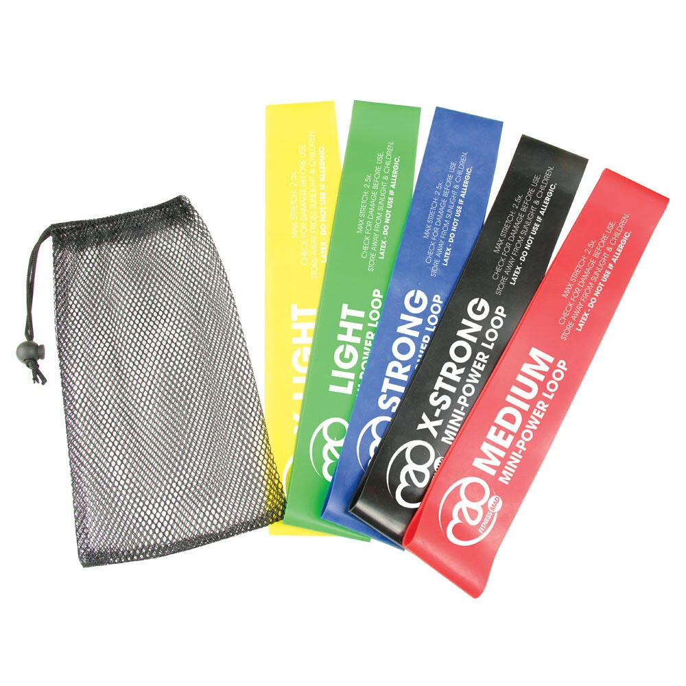Fitness-Mad Mini Power Resistance Band Set (Pack Of 5) (Multicoloured) 2 Fitness-Mad Mini Power Resistance Band Set (Pack Of 5) (Multicoloured) - Image 2