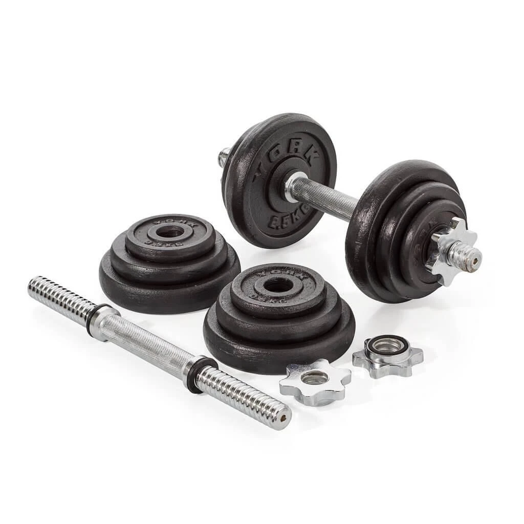 York 20kg Cast Iron Dumbbell Weight Spinlock Set 2 York 20kg Cast Iron Dumbbell Weight Spinlock Set - Image 2
