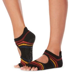 Fitness-Mad Womens/Ladies Bellarina Nostalgic Half Toe Socks (Black/Orange/Red)