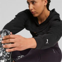 PUMA Womens PUMA FIT Move Crop Training Hoodie Hooded Top - Black -Fitness Equipment Store k516d0220283e596f1cf9717103104255