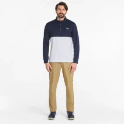 Puma Mens Gamer Colourblock Quarter-Zip Golf Pullover Jumper Top 18 Puma Mens Gamer Colourblock Quarter-Zip Golf Pullover Jumper Top -Fitness Equipment Store k5a4bd6bd122ab9909e4128945389acea