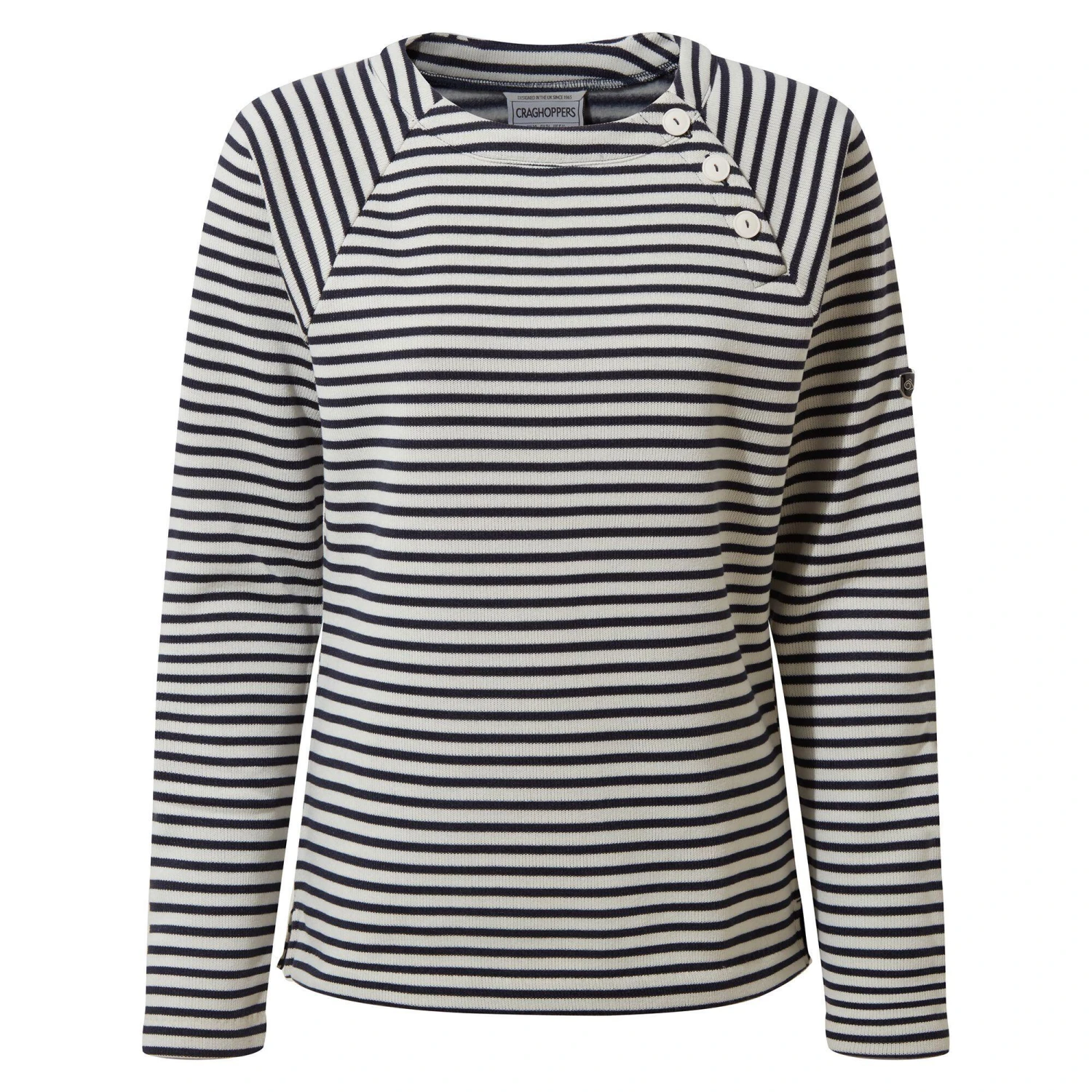 Craghoppers Womens/Ladies Neela Striped Sweatshirt (Navy) 1 Craghoppers Womens/Ladies Neela Striped Sweatshirt (Navy)