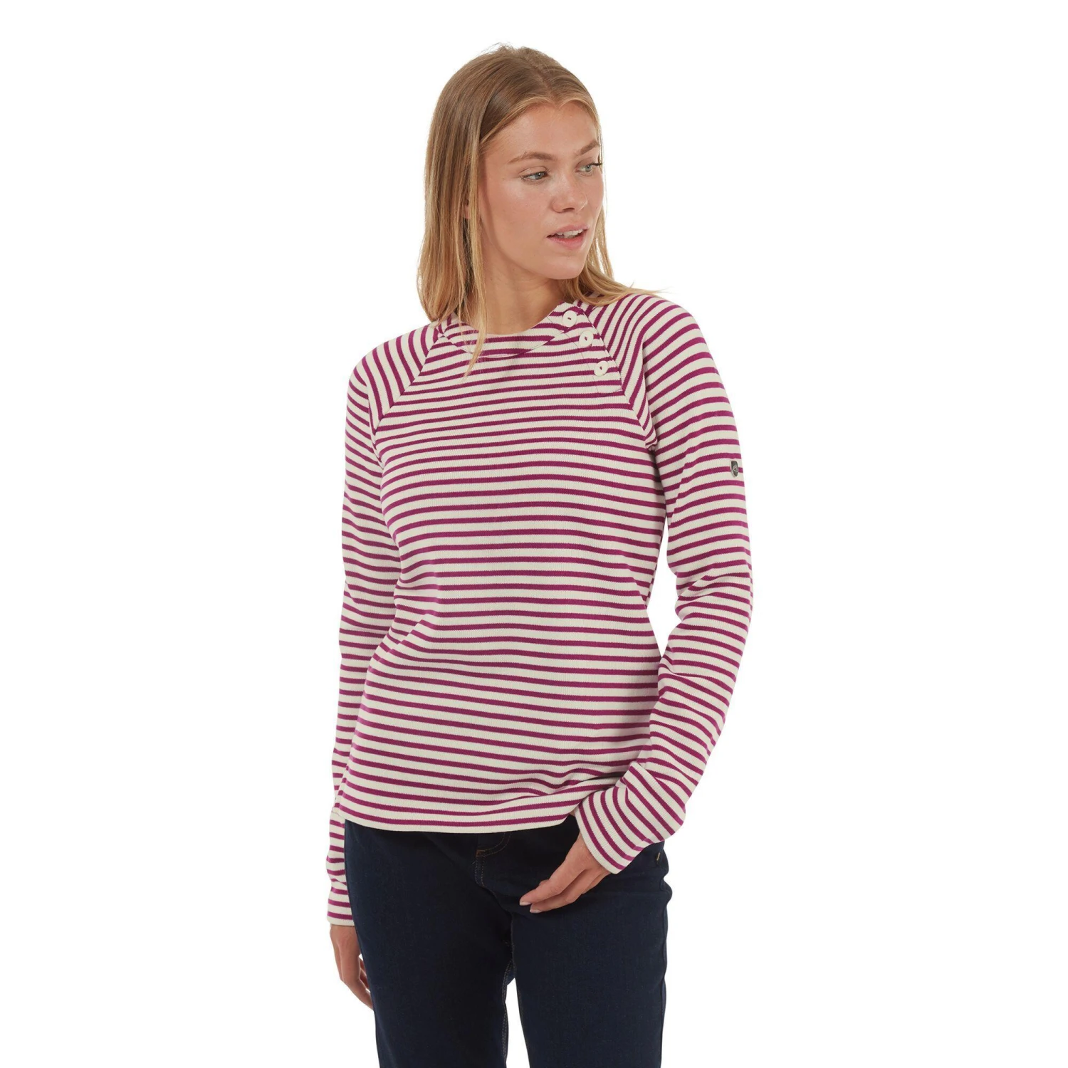 Craghoppers Womens/Ladies Neela Striped Sweatshirt (Navy) 7 Craghoppers Womens/Ladies Neela Striped Sweatshirt (Navy) - Image 7
