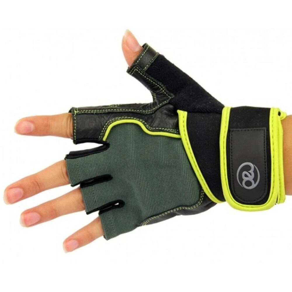 Fitness-Mad Leather Training Gloves (Green/Black/Yellow) 1 Fitness-Mad Leather Training Gloves (Green/Black/Yellow)