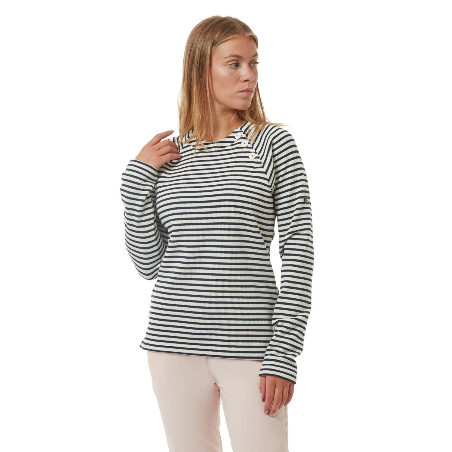 Craghoppers Womens/Ladies Neela Striped Sweatshirt (Navy) 2 Craghoppers Womens/Ladies Neela Striped Sweatshirt (Navy) - Image 2