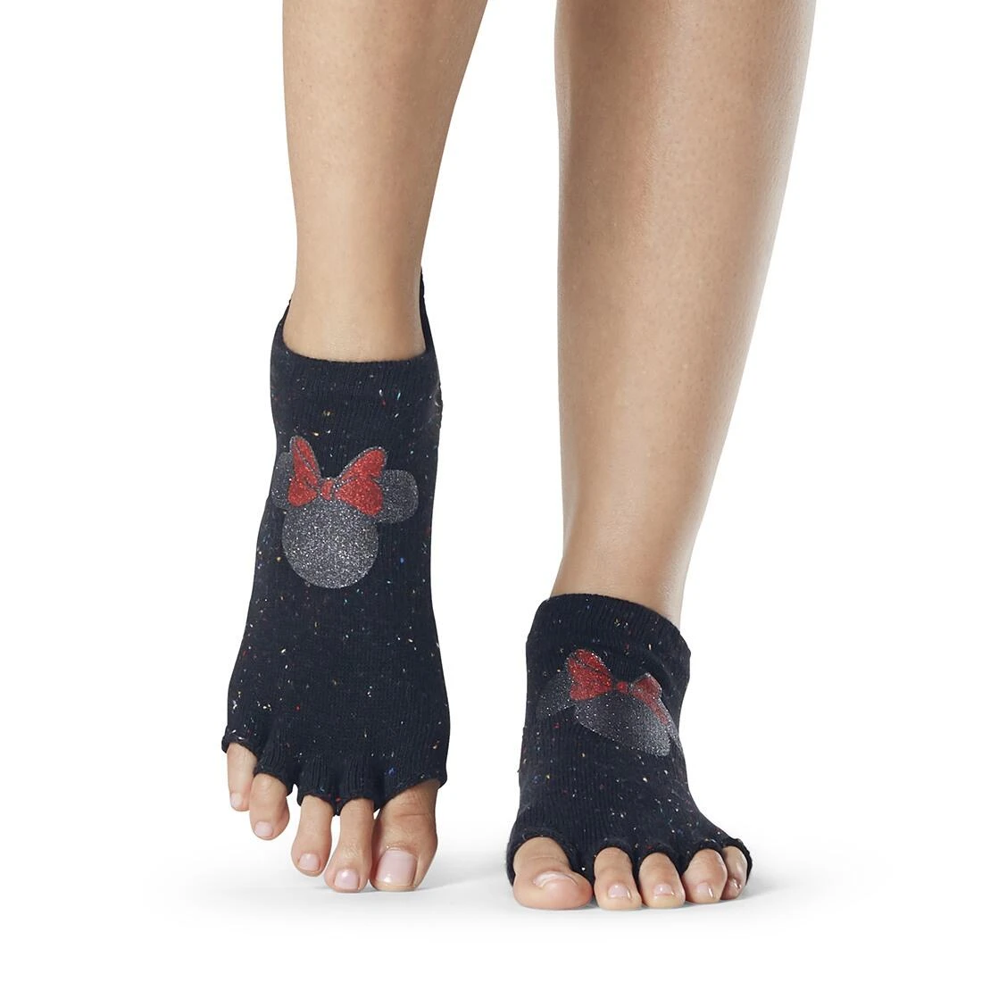 Fitness-Mad Womens/Ladies Minnie Mouse Confetti Half Toe Socks (Black/Grey/Red) 2 Fitness-Mad Womens/Ladies Minnie Mouse Confetti Half Toe Socks (Black/Grey/Red) - Image 2