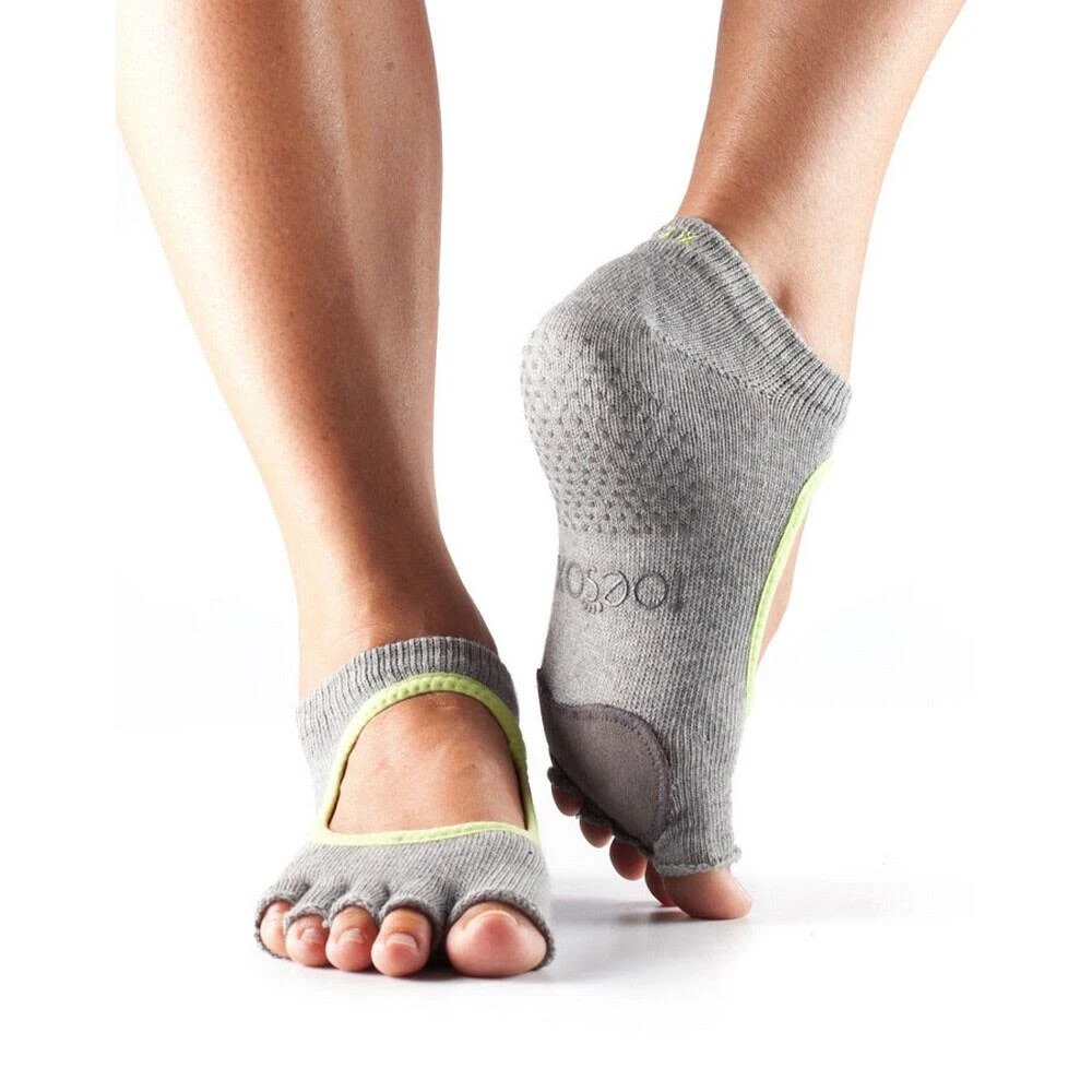 Fitness-Mad Womens/Ladies Contrast Half Toe Plie Dance Socks (Heather Grey/Lime) 1 Fitness-Mad Womens/Ladies Contrast Half Toe Plie Dance Socks (Heather Grey/Lime)