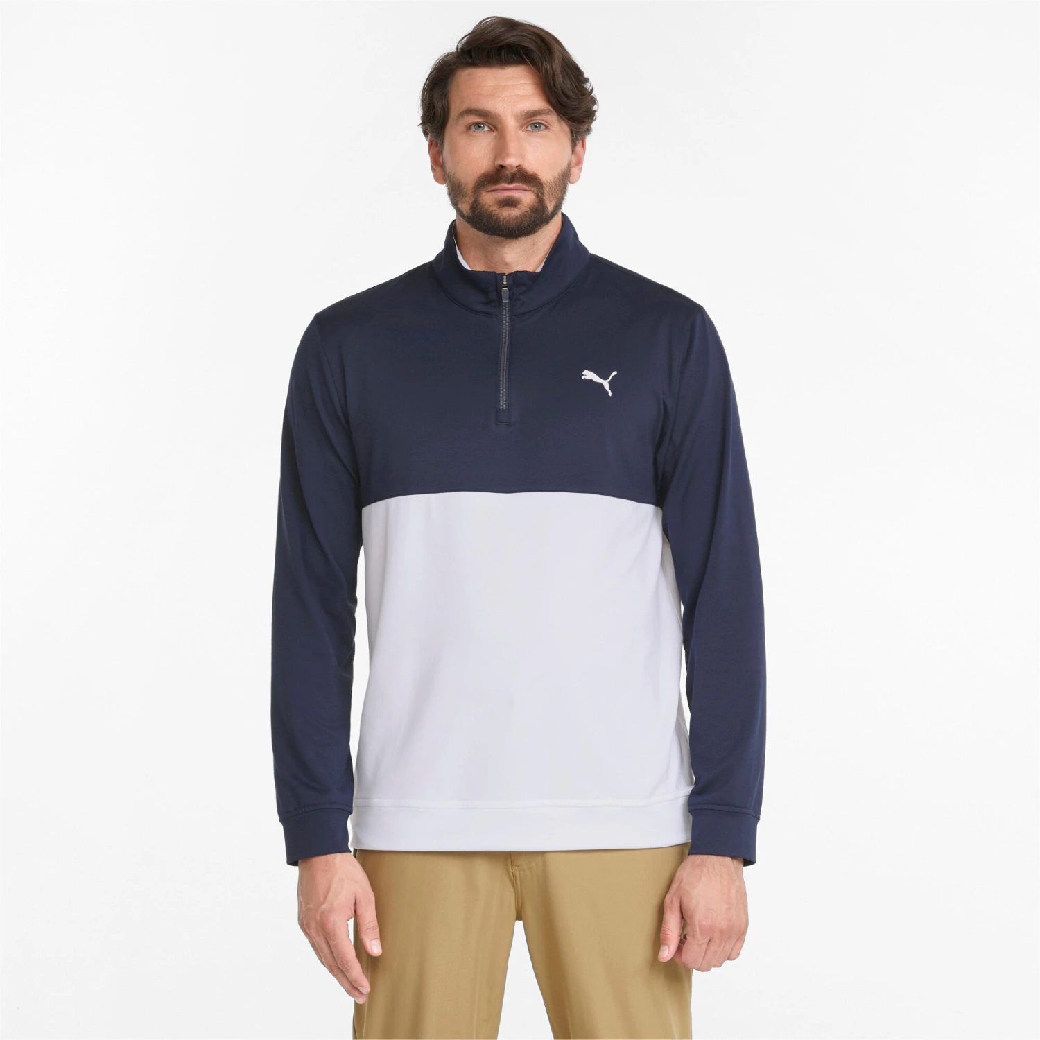 Puma Mens Gamer Colourblock Quarter-Zip Golf Pullover Jumper Top 7 Puma Mens Gamer Colourblock Quarter-Zip Golf Pullover Jumper Top - Image 7