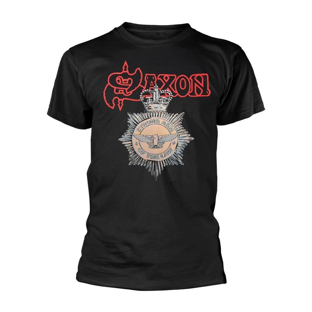 Saxon Unisex Adult Strong Arm Of The Law TShirt (Black) 1 Saxon Unisex Adult Strong Arm Of The Law TShirt (Black)