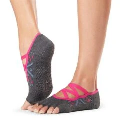 Fitness-Mad Womens/Ladies Half Toe Socks (Grey/Pink/Blue)